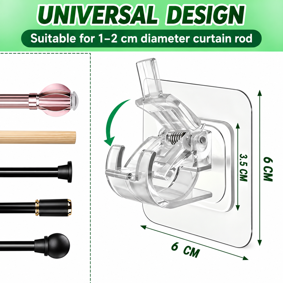 No Drill Curtain Rod Holder Hooks (Buy 6 Get 6 Free)