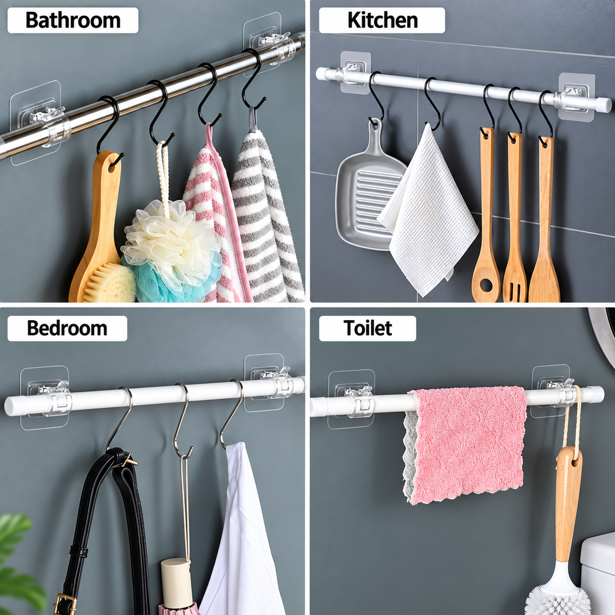 No Drill Curtain Rod Holder Hooks (Buy 6 Get 6 Free)