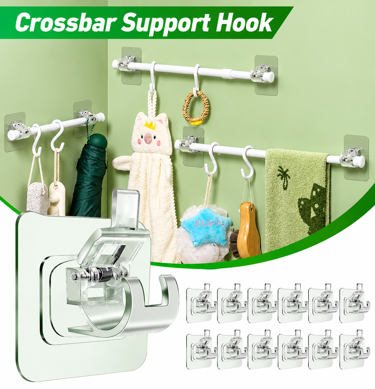 No Drill Curtain Rod Holder Hooks (Buy 6 Get 6 Free)