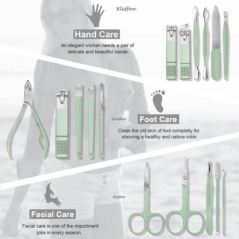 Nail Clipper & Grooming Tools Kit - 16pcs