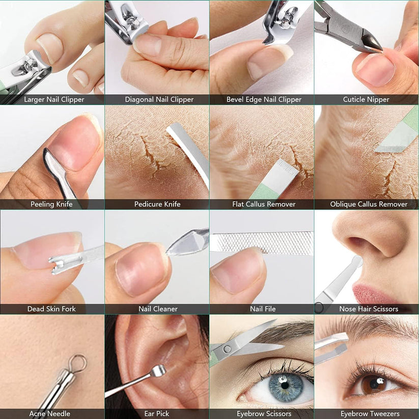 Nail Clipper & Grooming Tools Kit - 16pcs